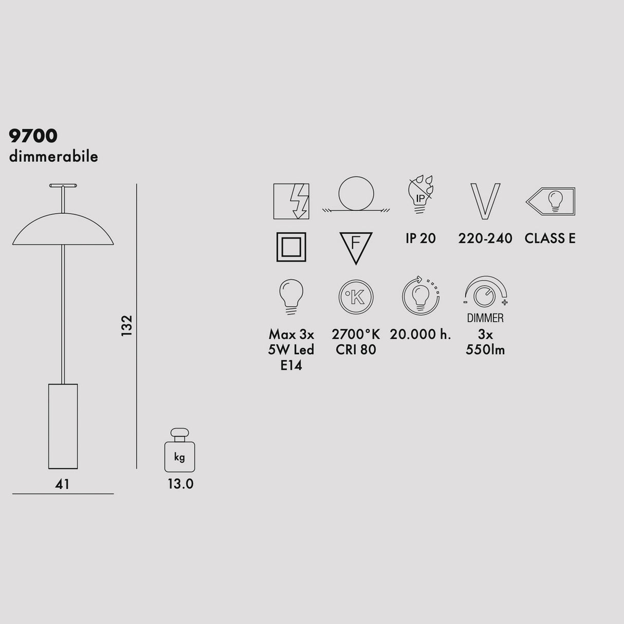 KARTELL Geen-A Lampada da Terra Piantana Bianco 132cm Acciaio