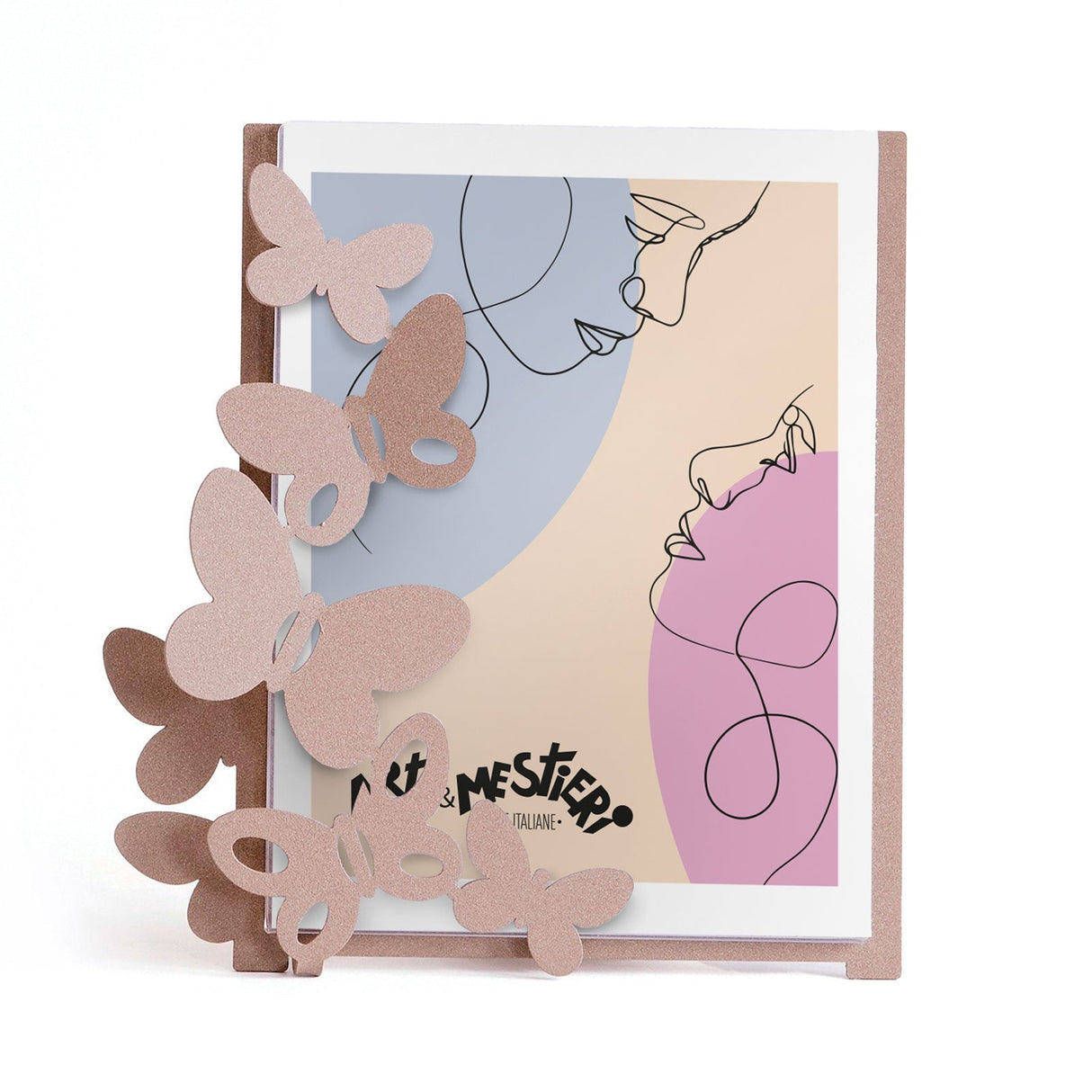 ARTI & MESTIERI Portafoto di Design "Butterfly" Piccolo Beige