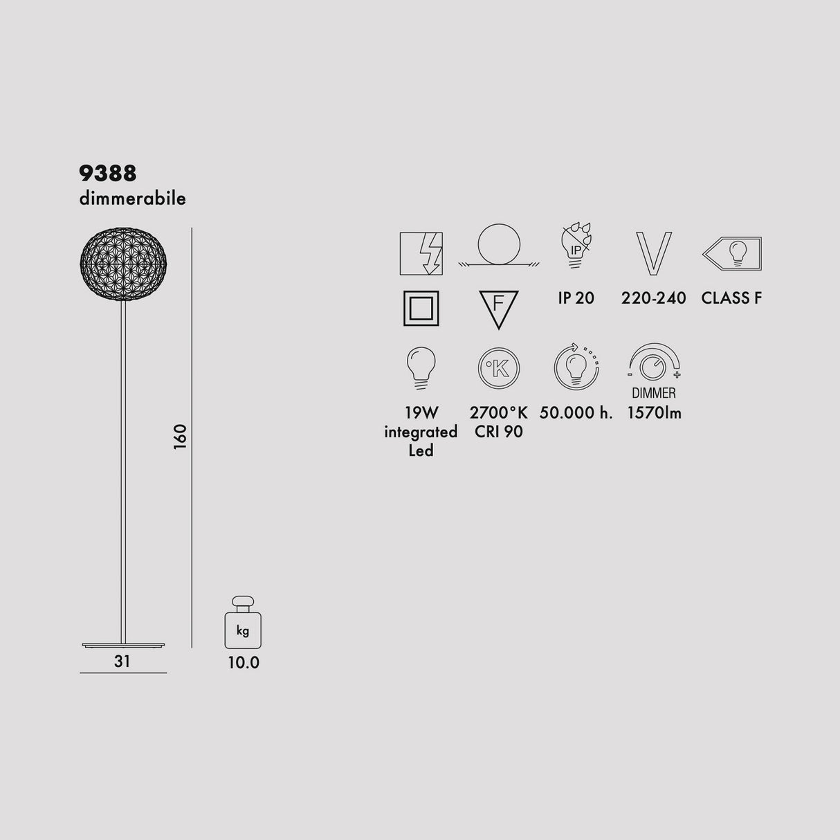 KARTELL Planet Floor Transparent Floor Lamp 160cm