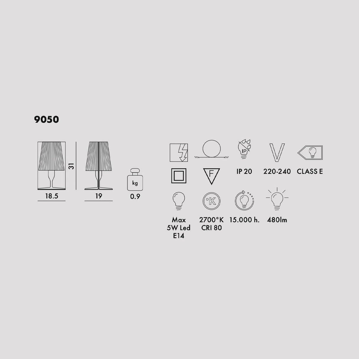 KARTELL Take Table Lamp Glossy Black 31cm Polycarbonate 2.0