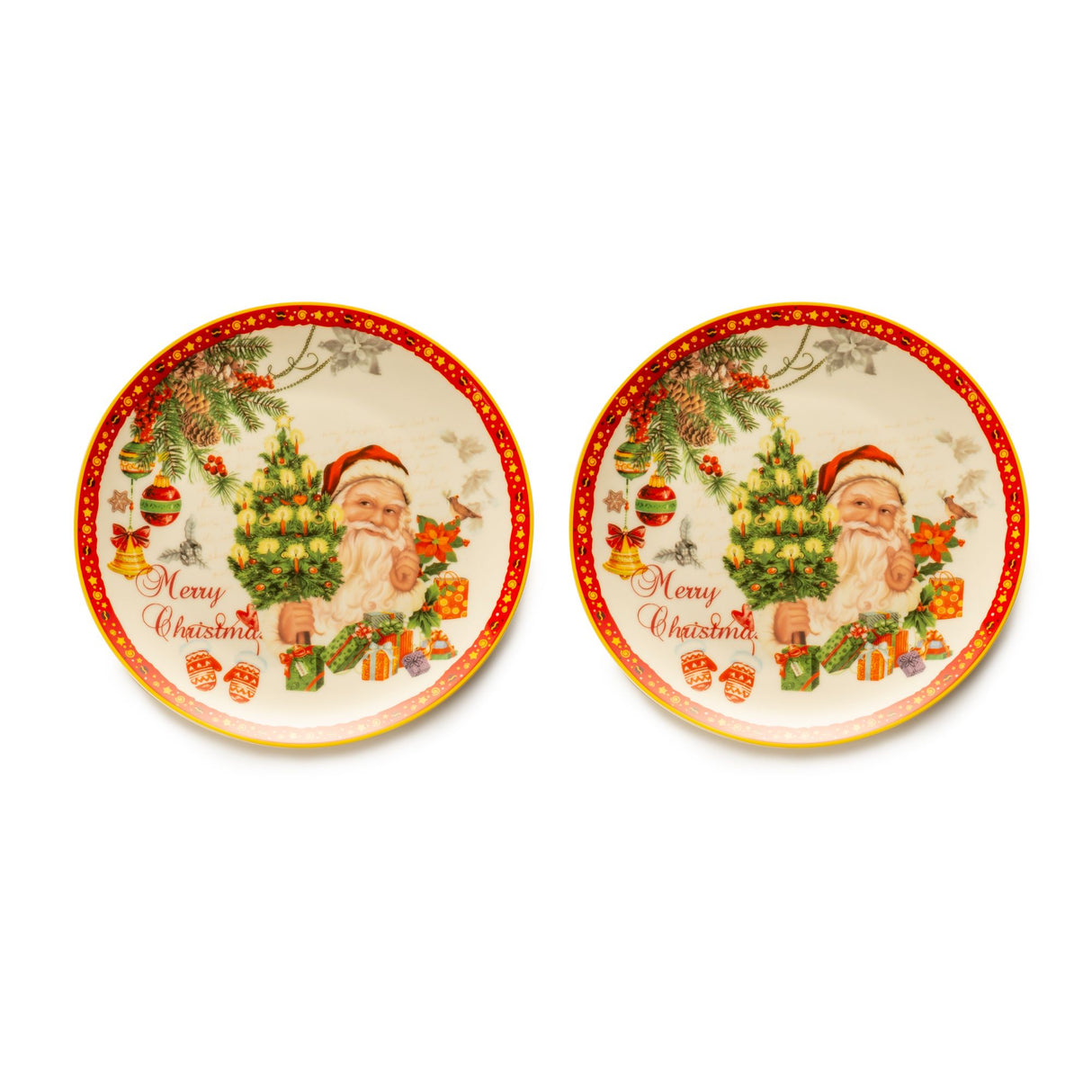 NOEL by Lamart - Set 2 Pezzi Piatti Dolce Porcellana Tavola Natalizia Natale 1022380