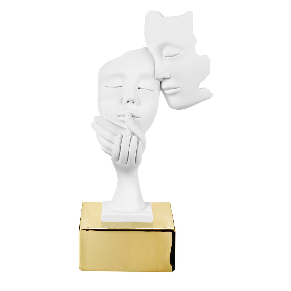 BONGELLI PREZIOSI Scultura da Tavolo Moderna Volti in Marmorino Base Oro 20cm