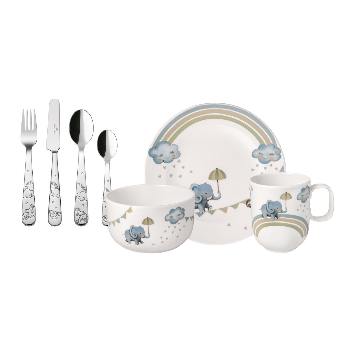 VILLEROY & BOCH Boho Kids Walk Like an Elephant Set Pappa Bimbo 7 Pezzi Porcellana