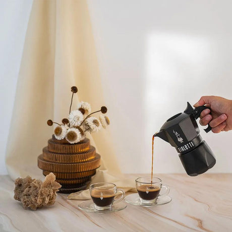 BIALETTI Caffettiera Moka Brikka Exclusive Black 2 Tazze Alluminio Nero