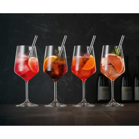 NACHTMANN Set 4 Calici Bicchieri da Spritz Cocktail Cristallo 640ml con 4 Cannucce in Vetro