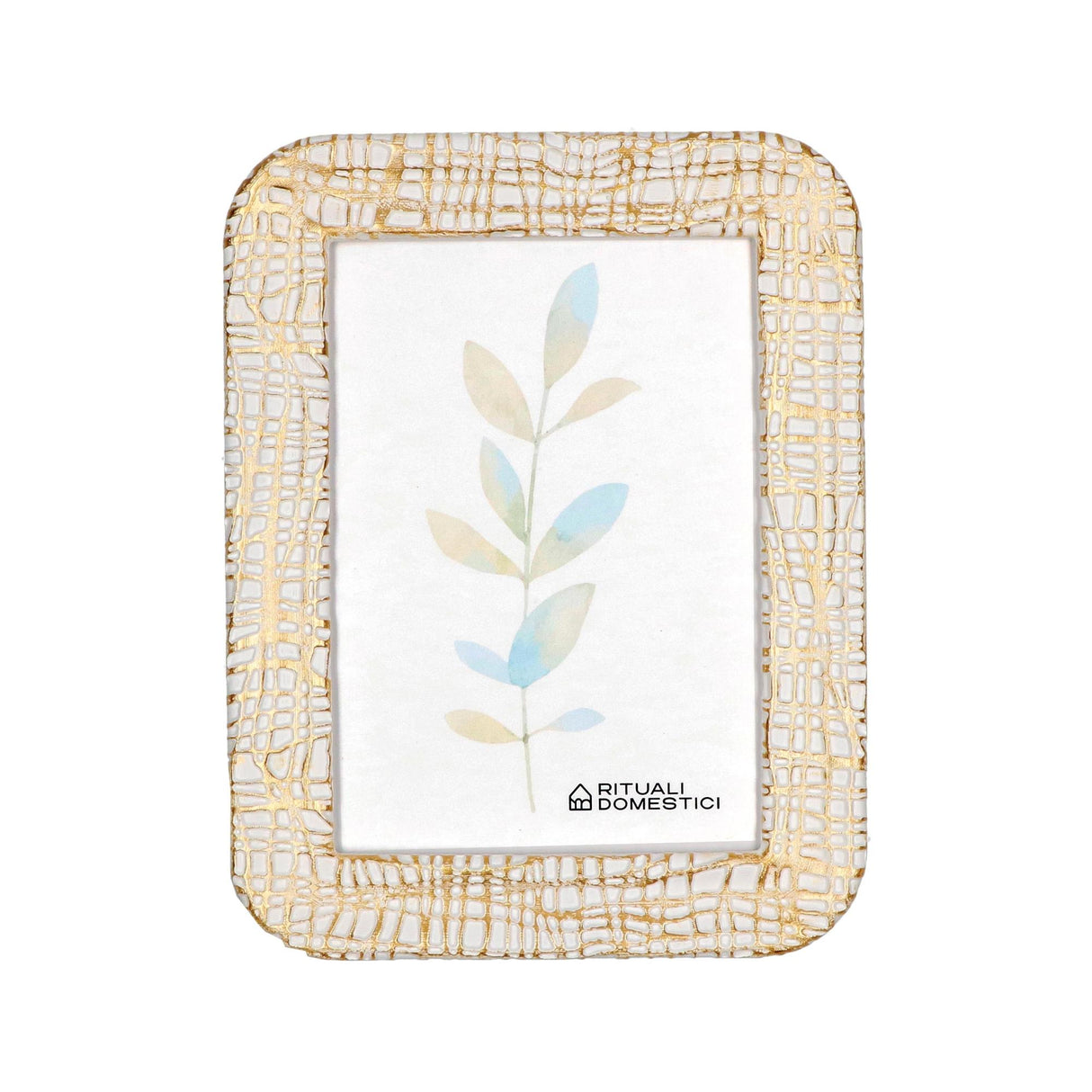 Portafoto TiGuardo Rituali Domestici in resina bianca e oro 13x18 cm