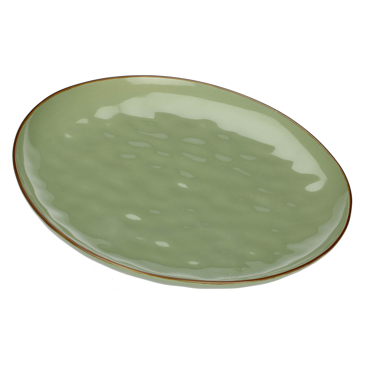 ROSE & TULIPS Concert Tray Serving Plate 32cm Olive Green Stoneware