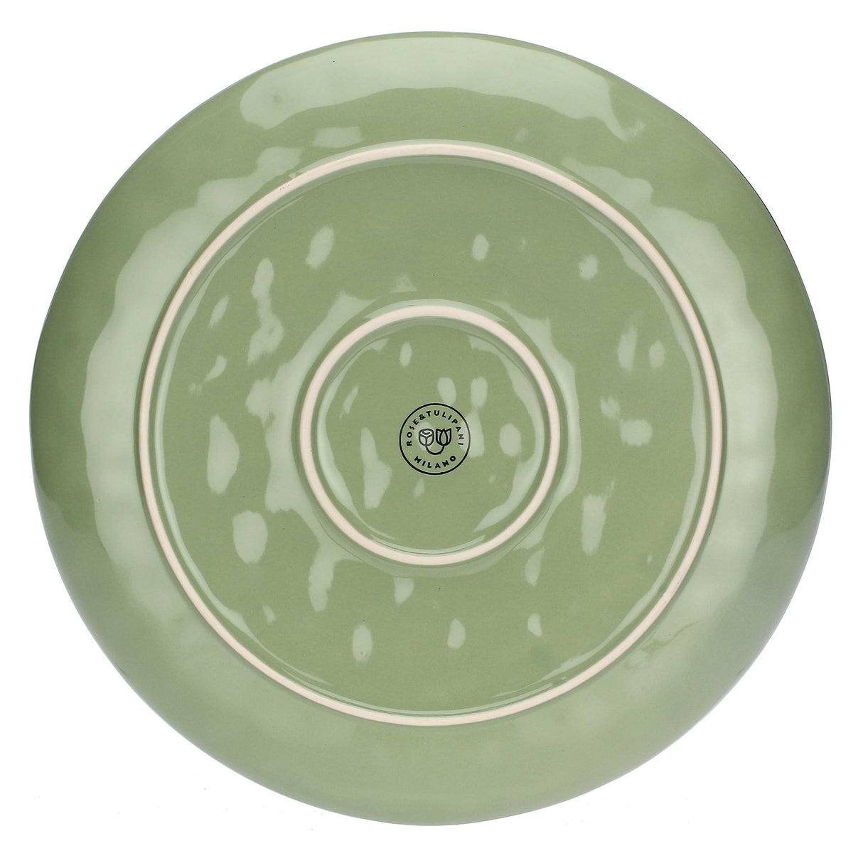 ROSE & TULIPS Concert Tray Serving Plate 32cm Olive Green Stoneware