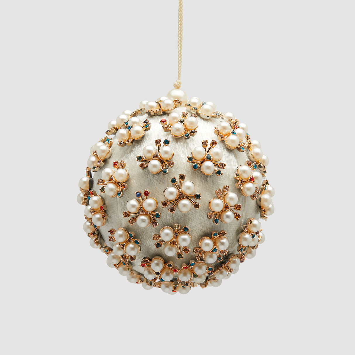 Pallina di Natale Elizabeth EDG in velluto bianco diametro 10 cm