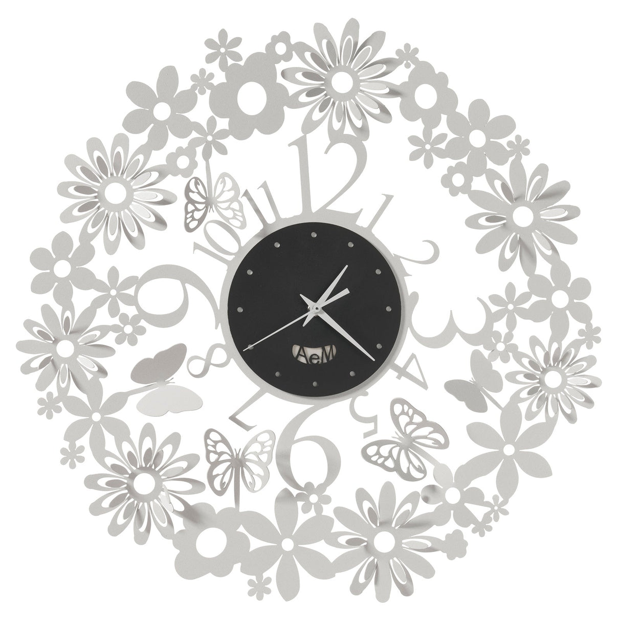 ARTI & MESTIERI Orologio da Parete di Design Margherite Bianco Marmo E Nero