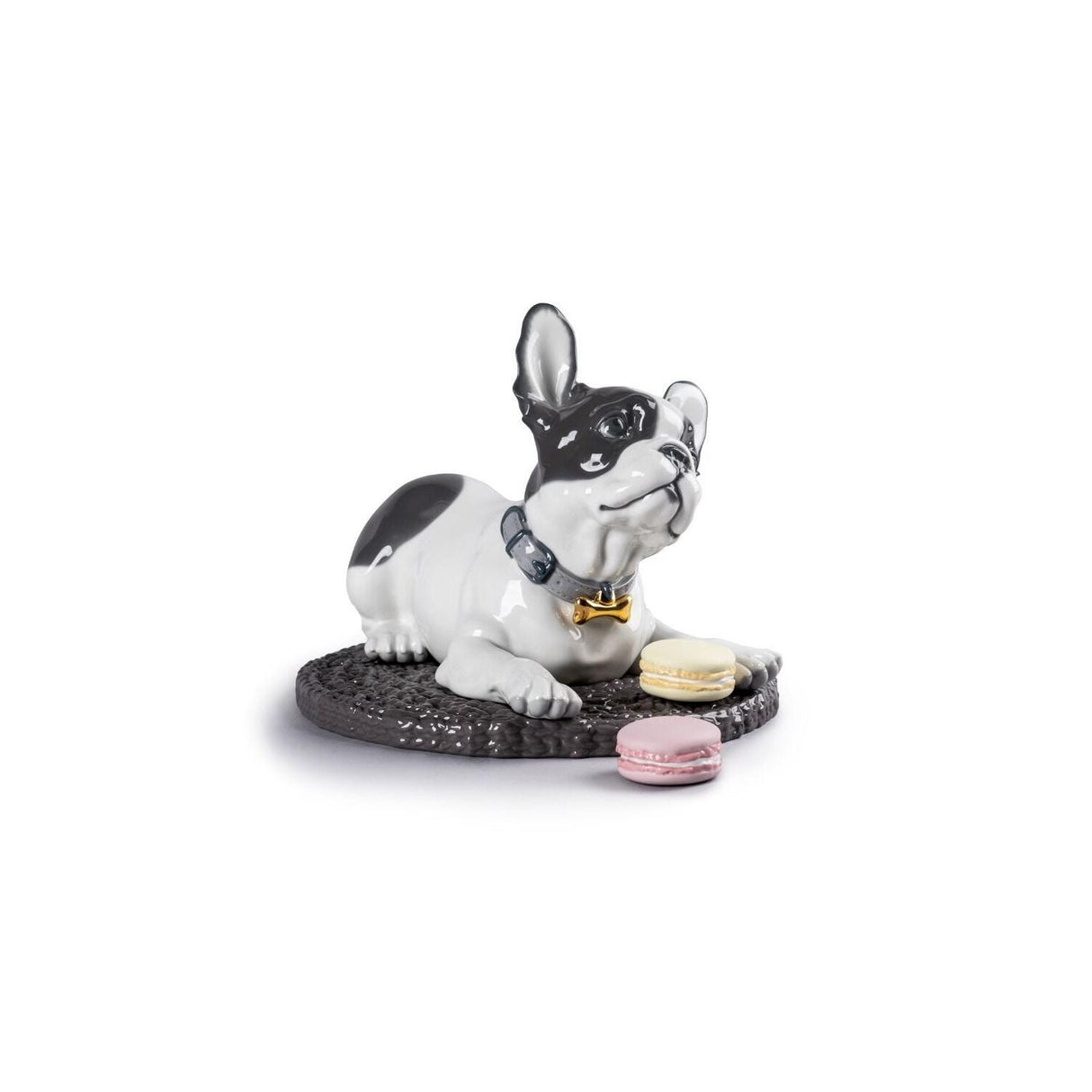 LLADRO' Bulldog Francese con Macarons 24x29cm Porcellana