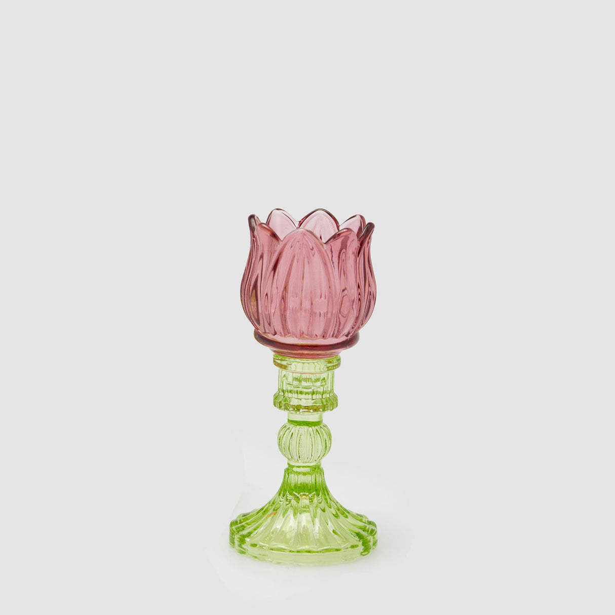 EDG Enzo De Gasperi Portacandela Tulipano Spring 17,5cm Magenta Vetro