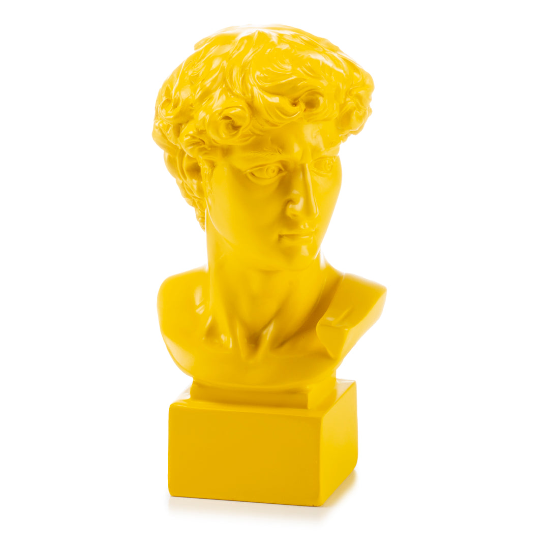PALAIS ROYAL Busto Scultura Figura David di Michelangelo Giallo 18cm Resina