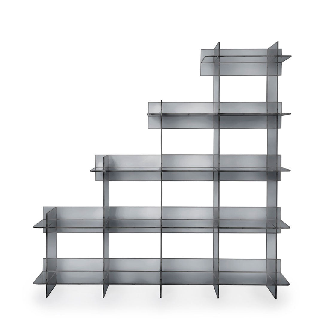 iPLEX Atmosfera 3 Plexiglass Bookcase 180x180cm Smoked Gray Made in Italy