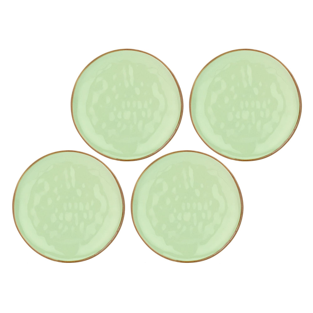 ROSE & TULIPANI Concerto Piatto Frutta Te' Verde 21cm Set 4 Pezzi Stoneware