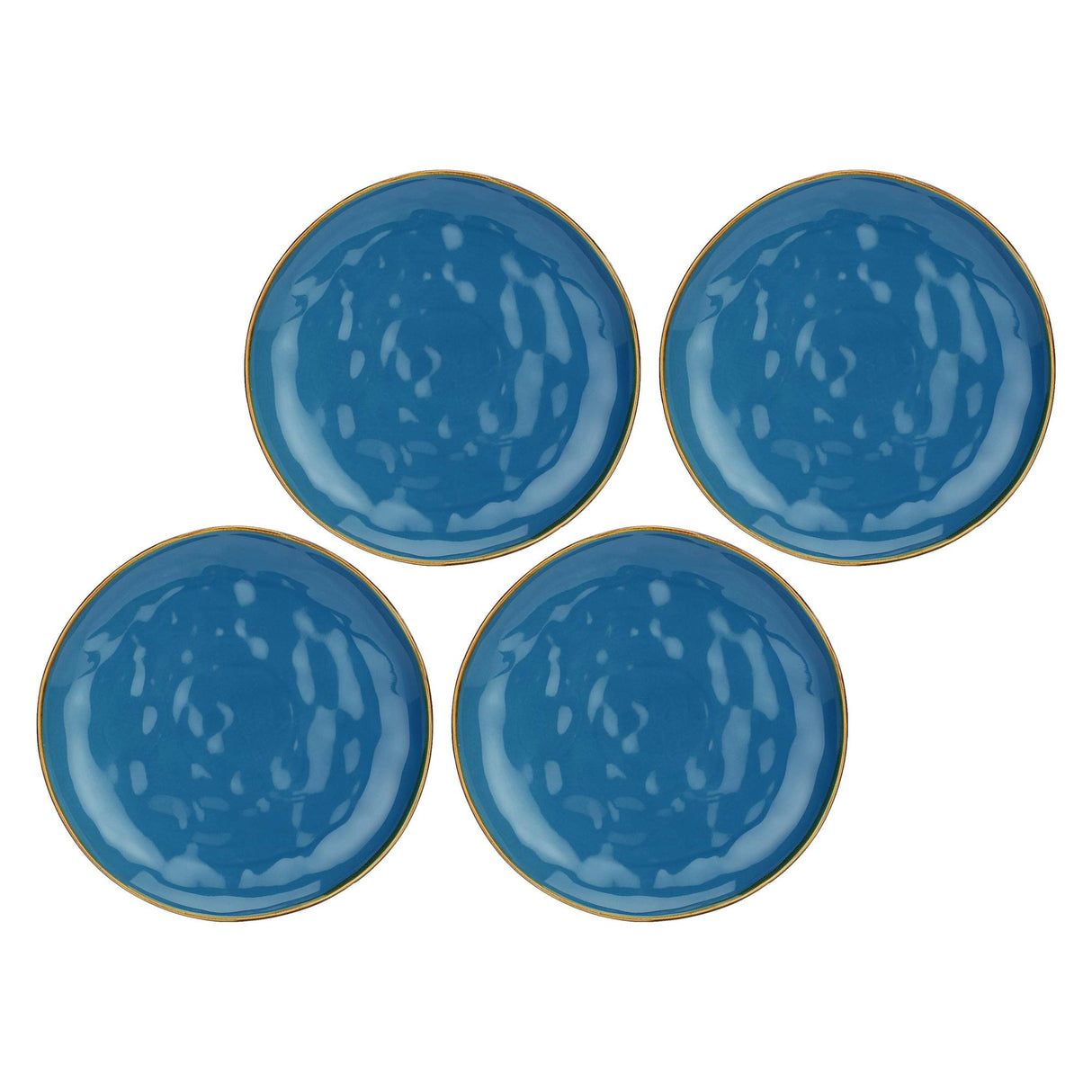 ROSE & TULIPANI Concerto Piatto Piano Blu Avio 27cm Set 4 Pezzi Stoneware