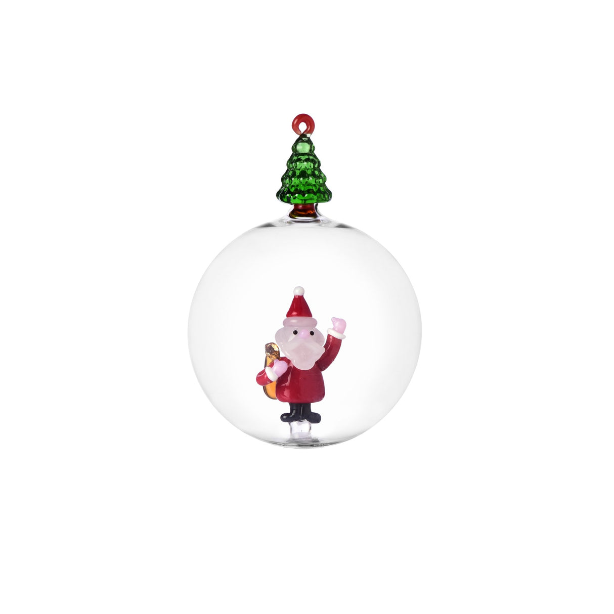ICHENDORF Christmas Tales Pallina di Natale Albero di Natale e Babbo Natale 9cm Vetro Borosilicato