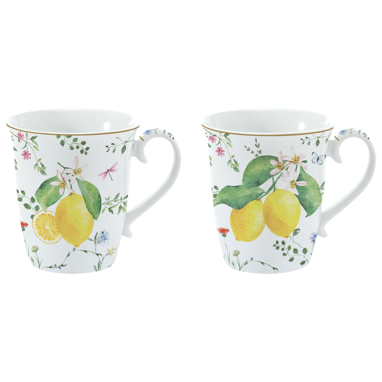 EASY LIFE Fleurs et Citrons Set 2 Tazze Mug 275ml Porcellana