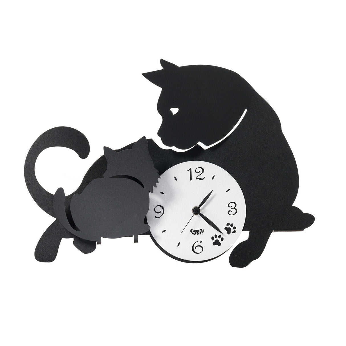 ARTI & MESTIERI Orologio di Design da Parete Mamma Gatta Bianco Marmo E Nero