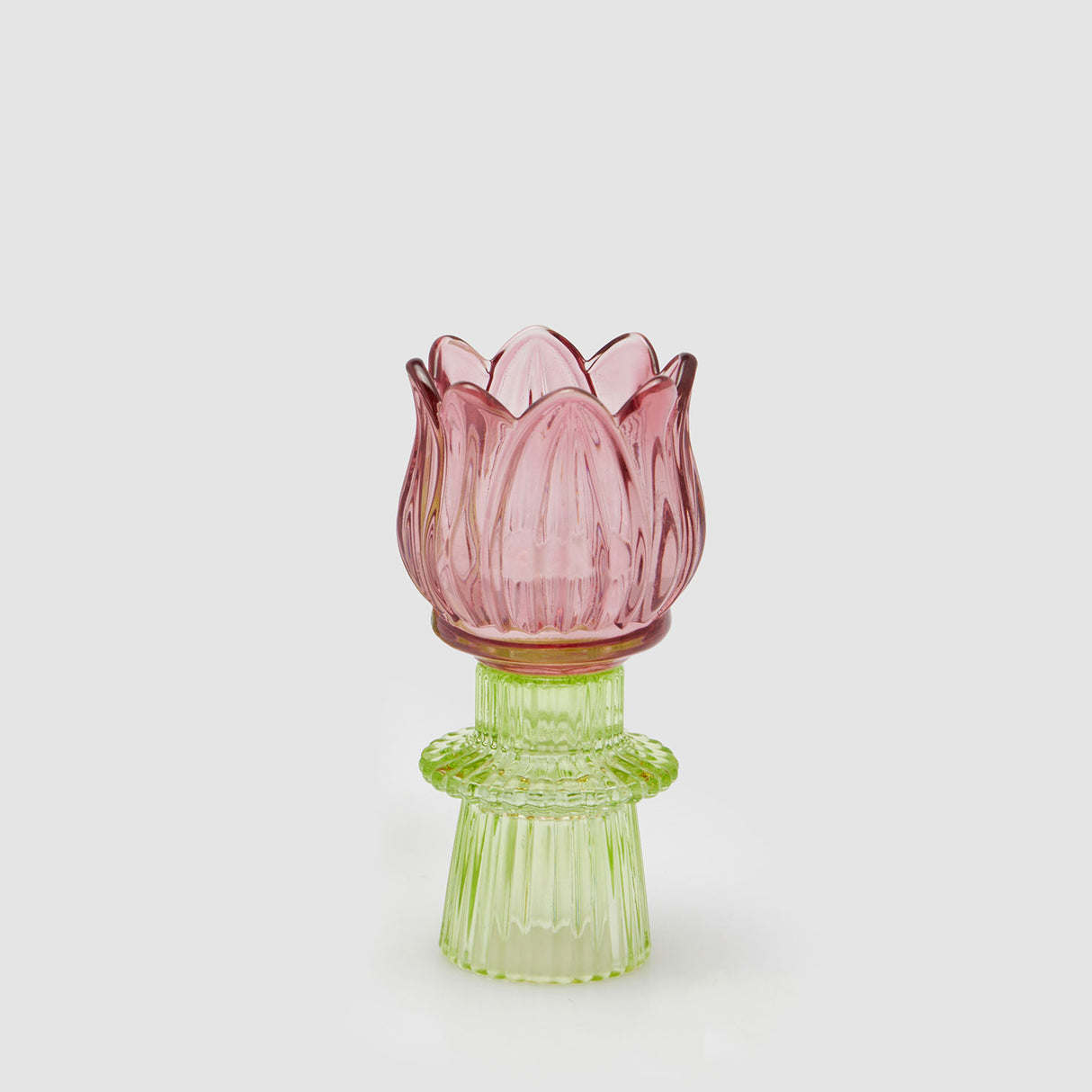EDG Enzo De Gasperi Portacandela Tulipano Spring 14x7cm Magenta Vetro
