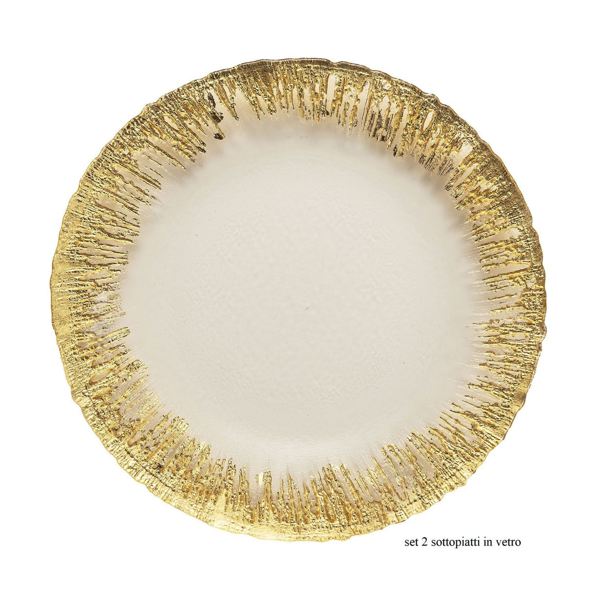 NOEL by Lamart Sottopiatto in Vetro Set 2 Pezzi 32cm Bianco Oro Tavola di Natale