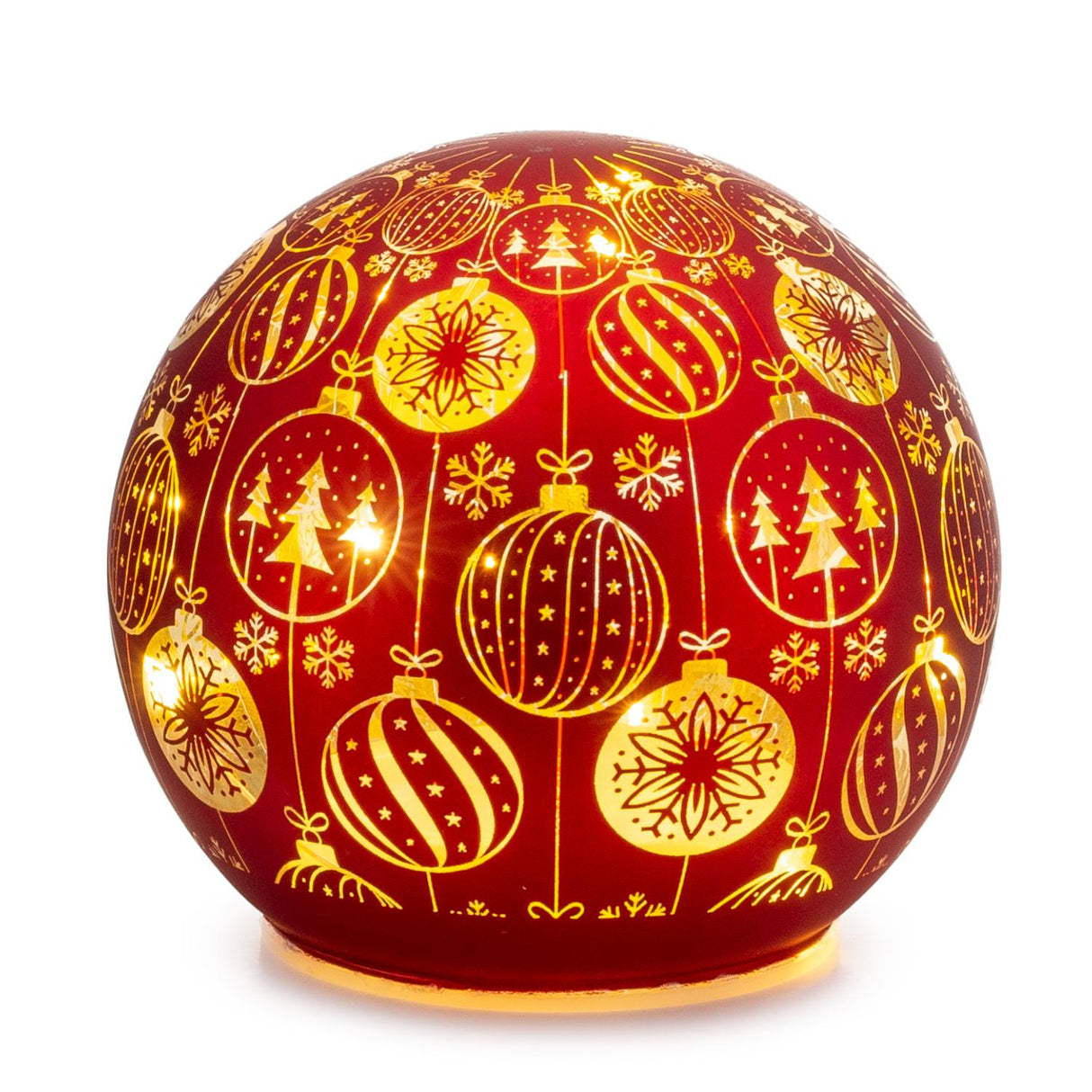 PALAIS ROYAL Palla di Natale Rossa con LED Decorazione Natalizia 12cm Vetro