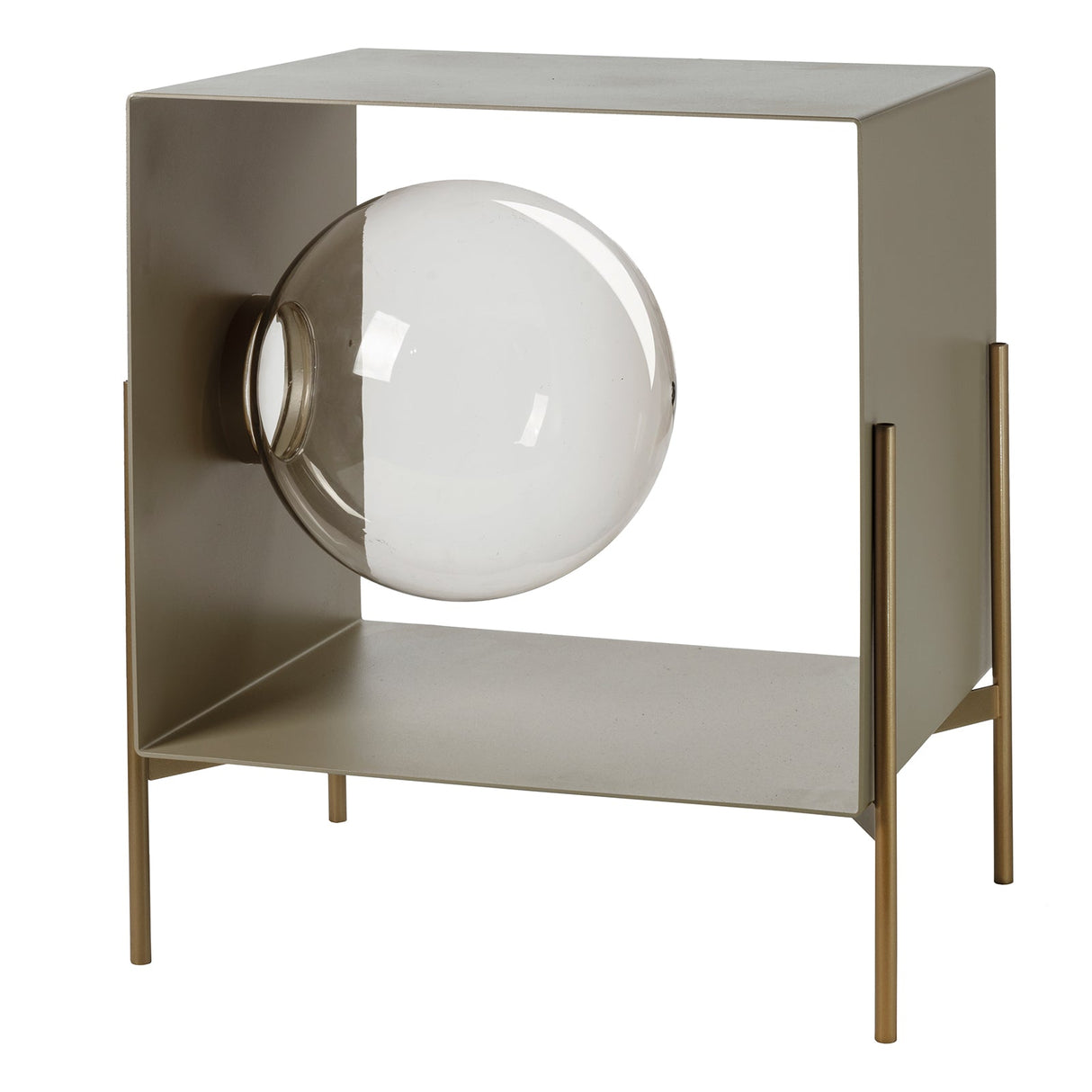 ARTI & MESTIERI Mobile da Soggiorno di Design Globe Piccolo Sabbia Base Oro Laccato