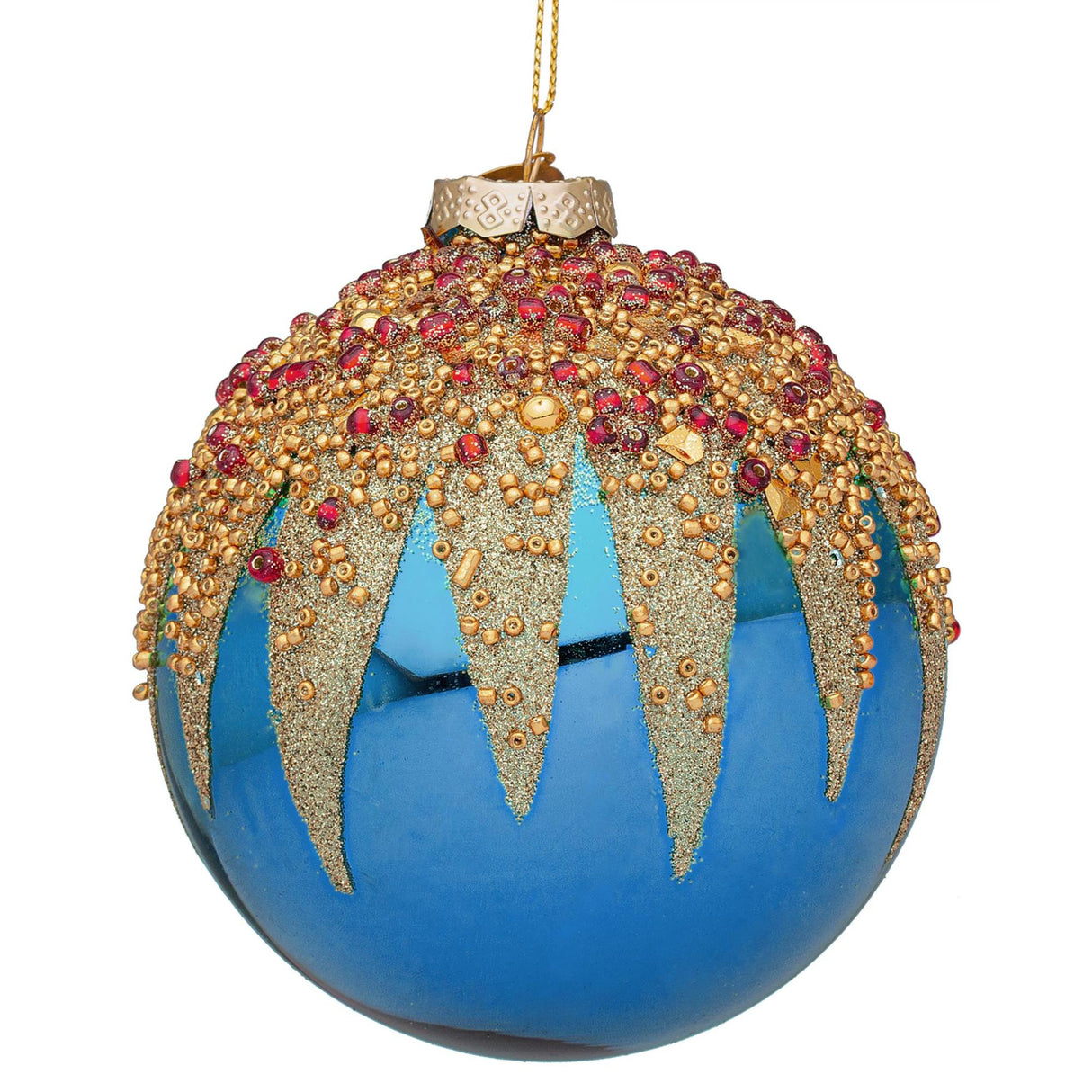 BIZZOTTO Sfera Pallina di Natale Firework Blu Elettrico 10cm Vetro