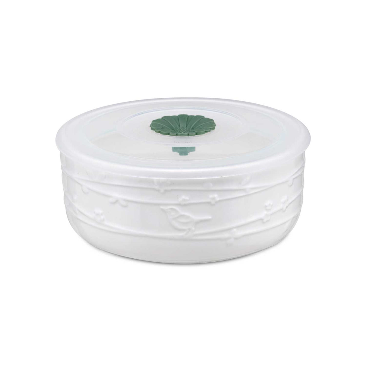 LA PORCELLANA BIANCA Intavola Contenitore Ermetico Porta Pranzo Uccellini in Porcellana 13cm Bianco