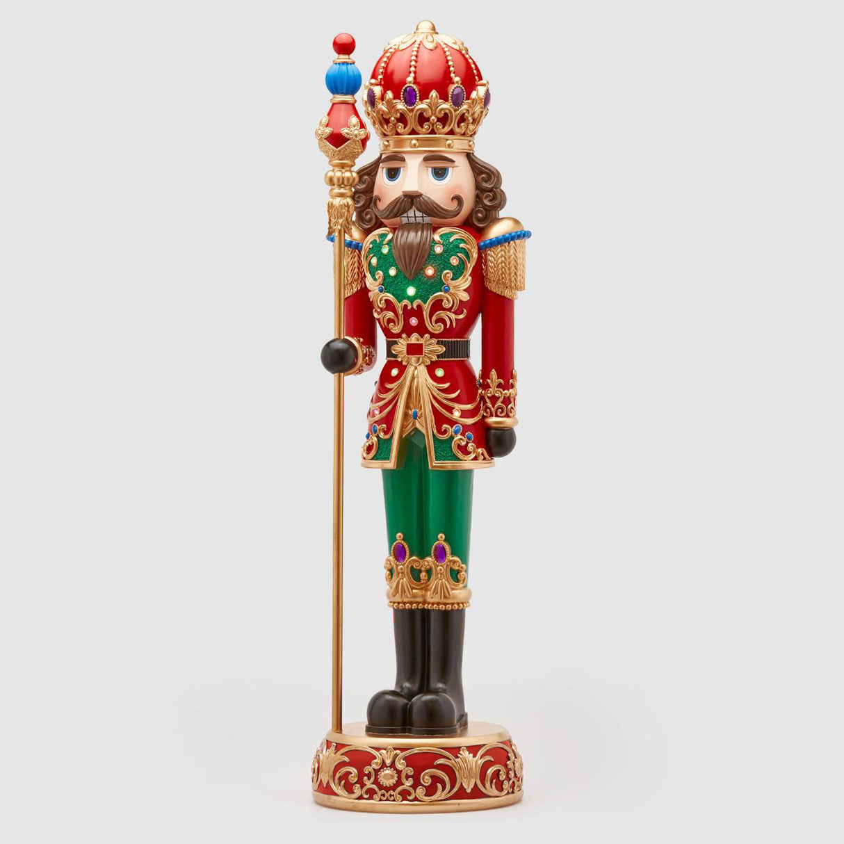 EDG Enzo De Gasperi Soldatino di Natale Schiaccianoci con Scettro con LED 120x40x35cm