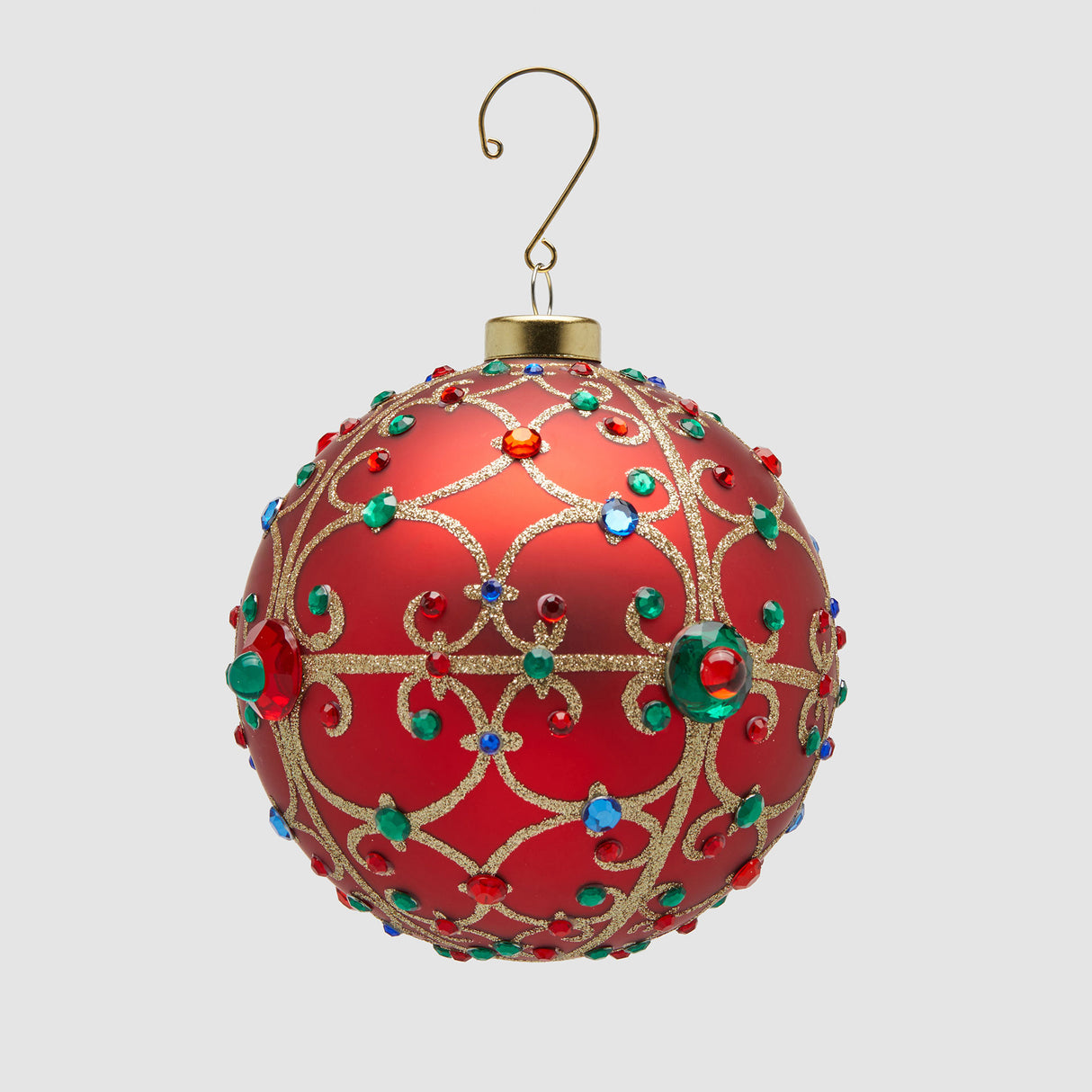 EDG Enzo De Gasperi Addobbo Pallina Sfera di Natale Jewel 12cm Rosso Vetro