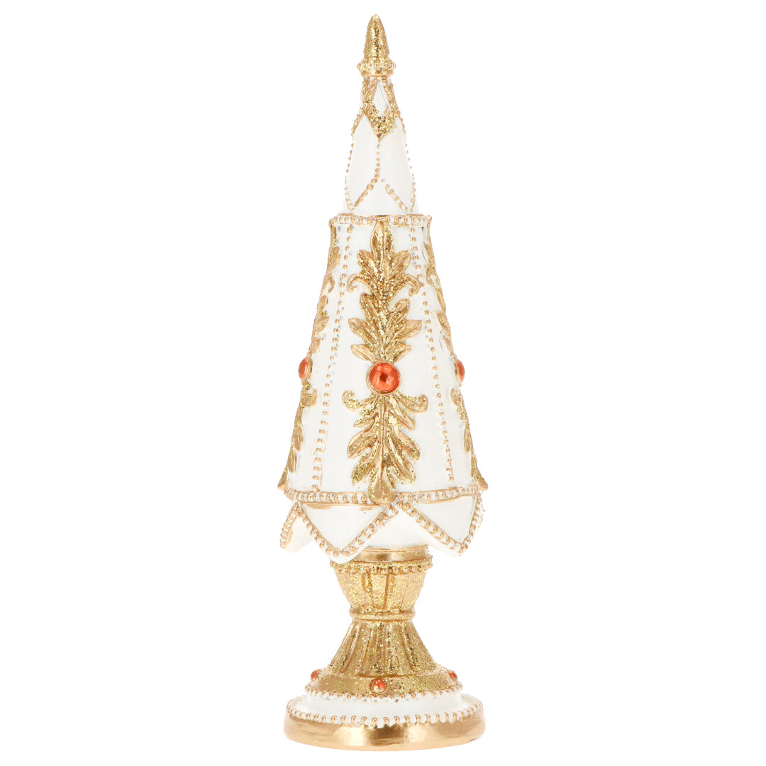 TIMSTOR - Christmas Tree Christmas Decoration White Gold 25cm Resin
