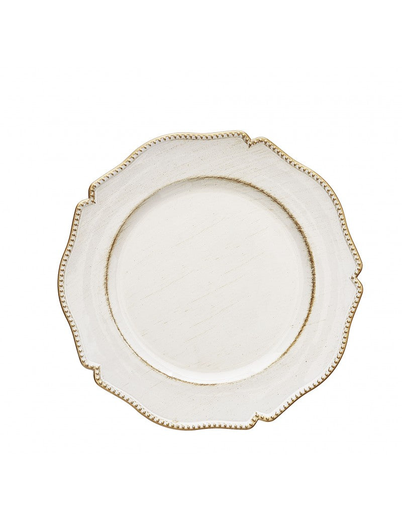 BRANDANI Chic Sottopiatto 33cm Set 4 Pezzi Bianco e Oro