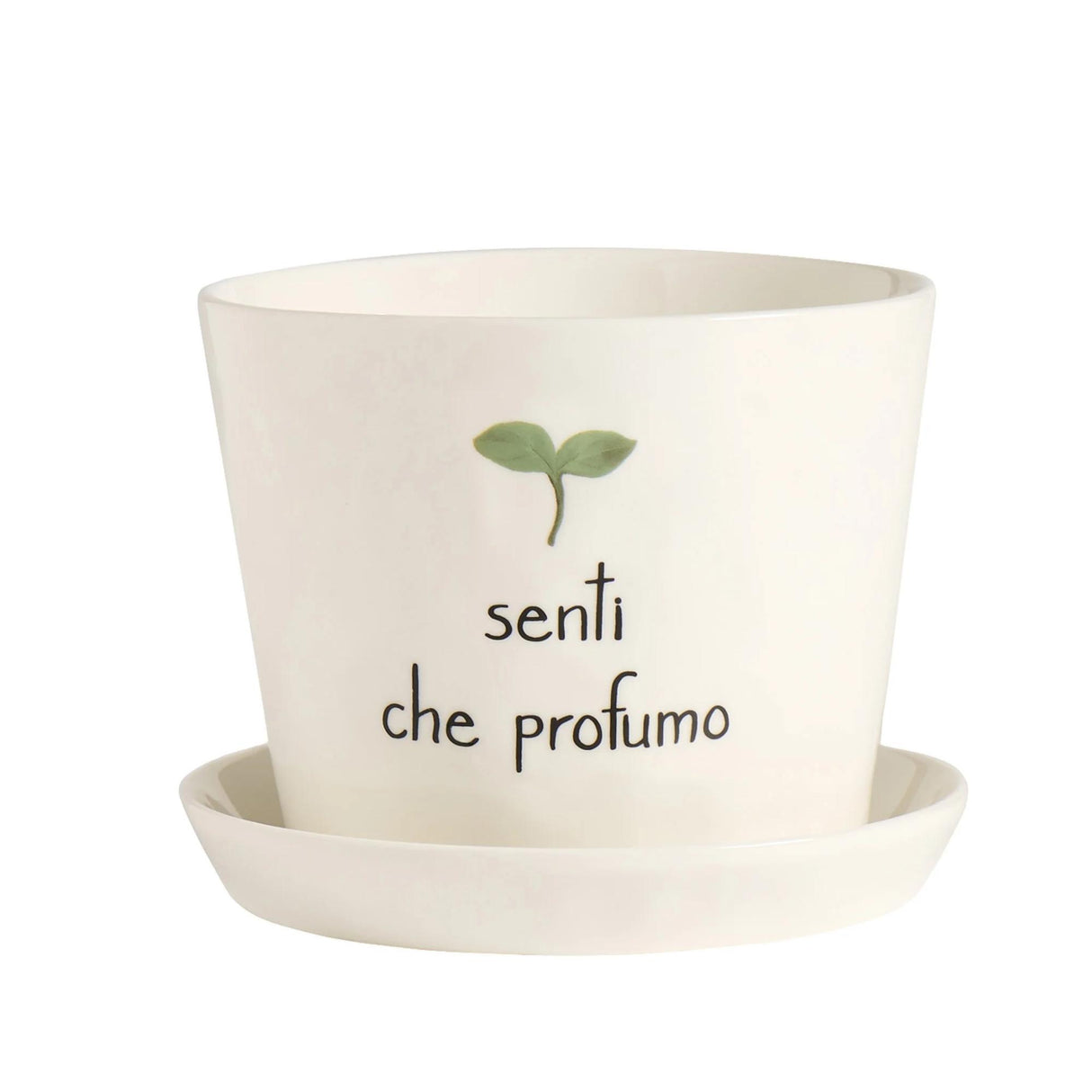 SIMPLE DAY Vaso con Sottovaso Senti che Profumo 12,5x15cm Gres