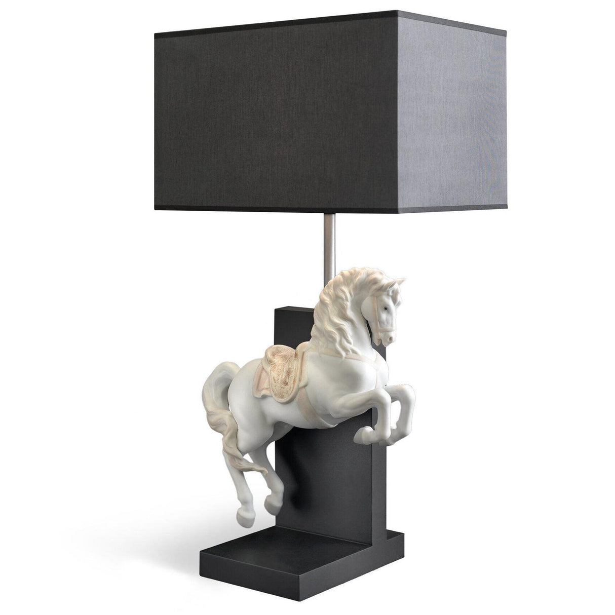 LLADRO' Lampada da Tavolo Cavallo in Courbette 53x30cm Porcellana