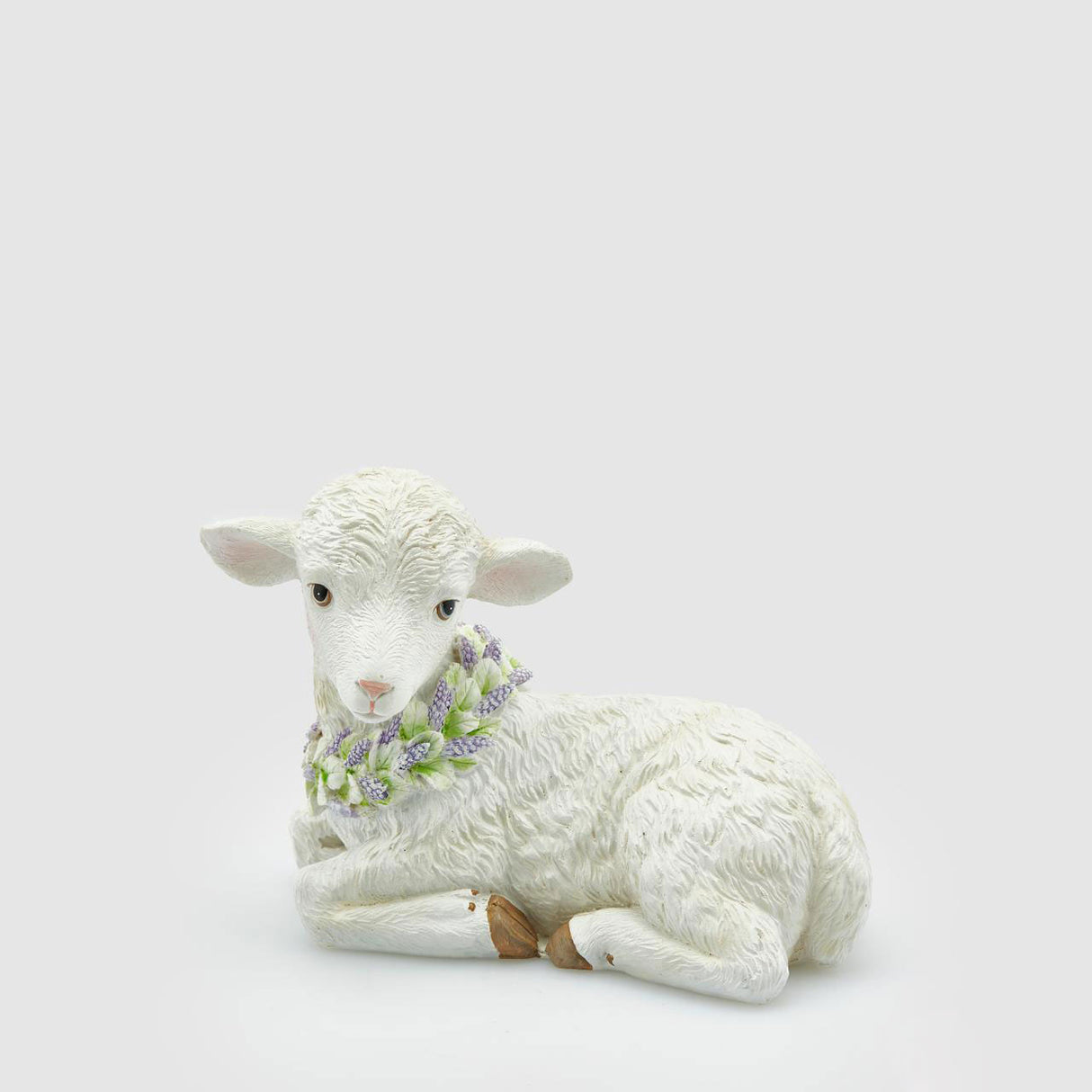 EDG Enzo De Gasperi Lamb Sheep with Crown Sitting 15cm in White Polyresin Easter Decoration