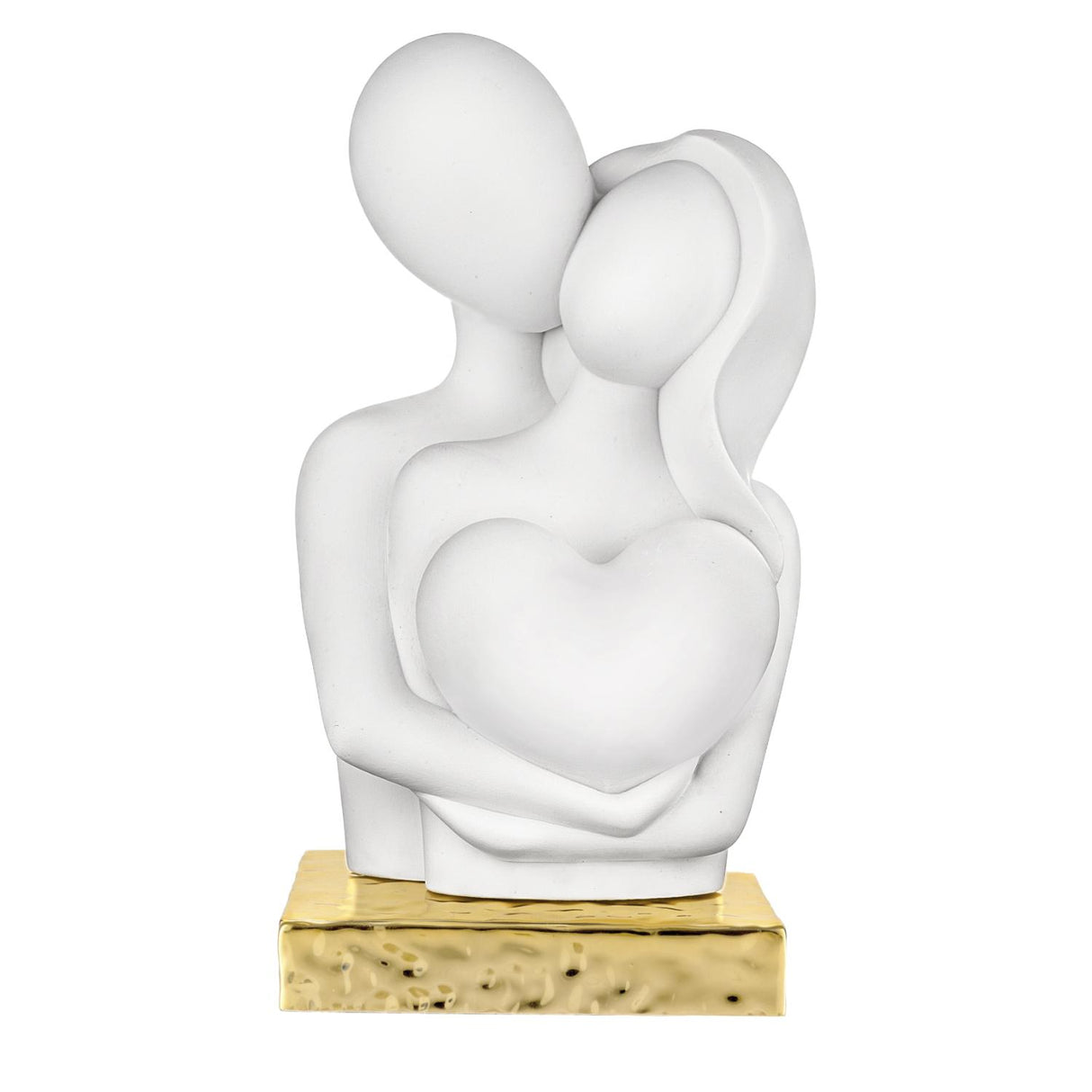 Scultura coppia in abbraccio Bongelli Preziosi in metallo dorato 13,5 cm