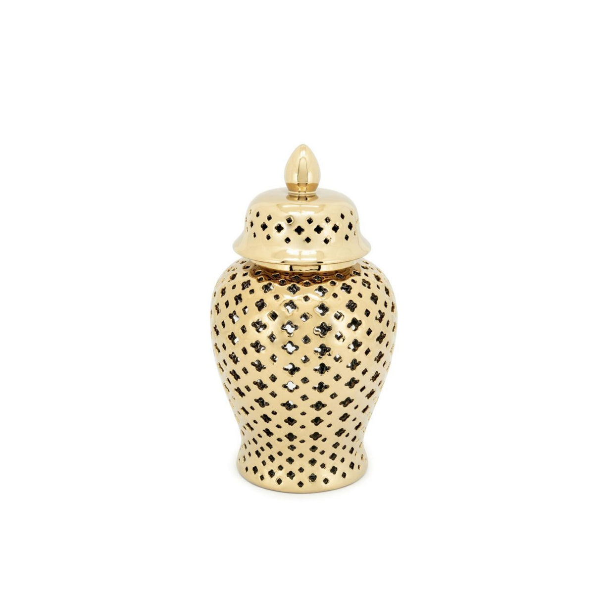 ABHIKA - Vaso Ming Cross Decorazione Ingresso Salone H38cm D20cm Ceramica Oro