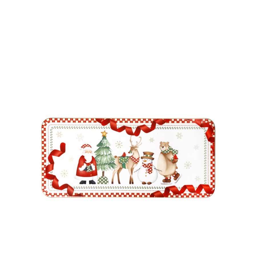 BRANDANI Racconti Vassoio Natalizio Rettangolare 40x18cm Porcellana