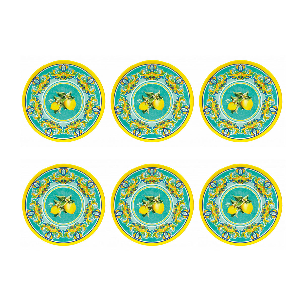 BRANDANI Breakfast Plate Citrus Saucer in Melamine 21.5cm Set 6 Pieces Table Service