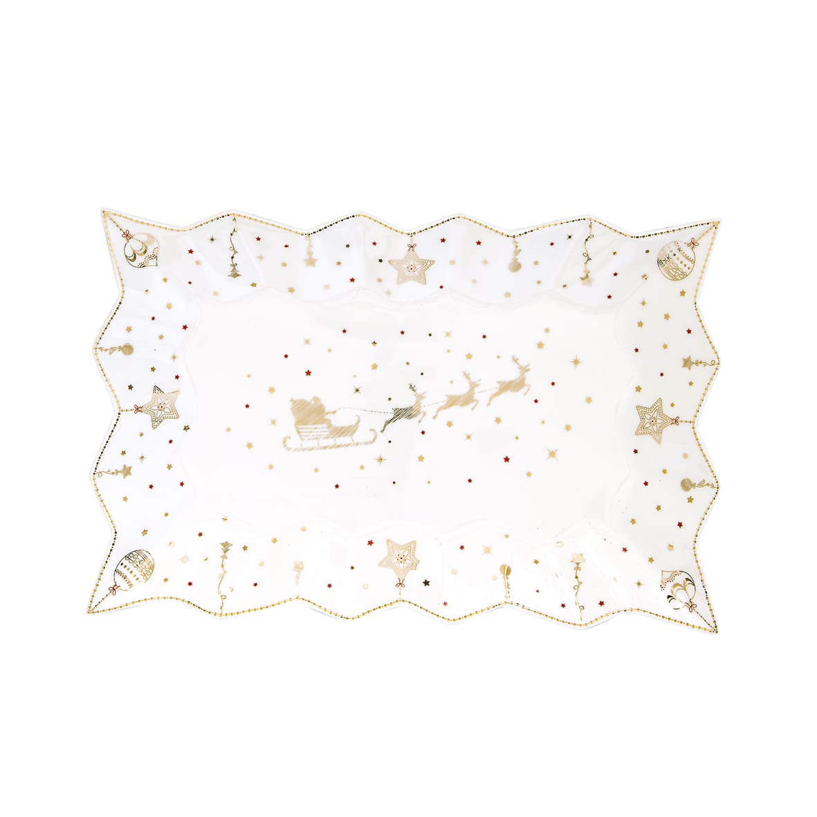 Piatto da portata Easy Life in porcellana decoro natalizio 35x23 cm