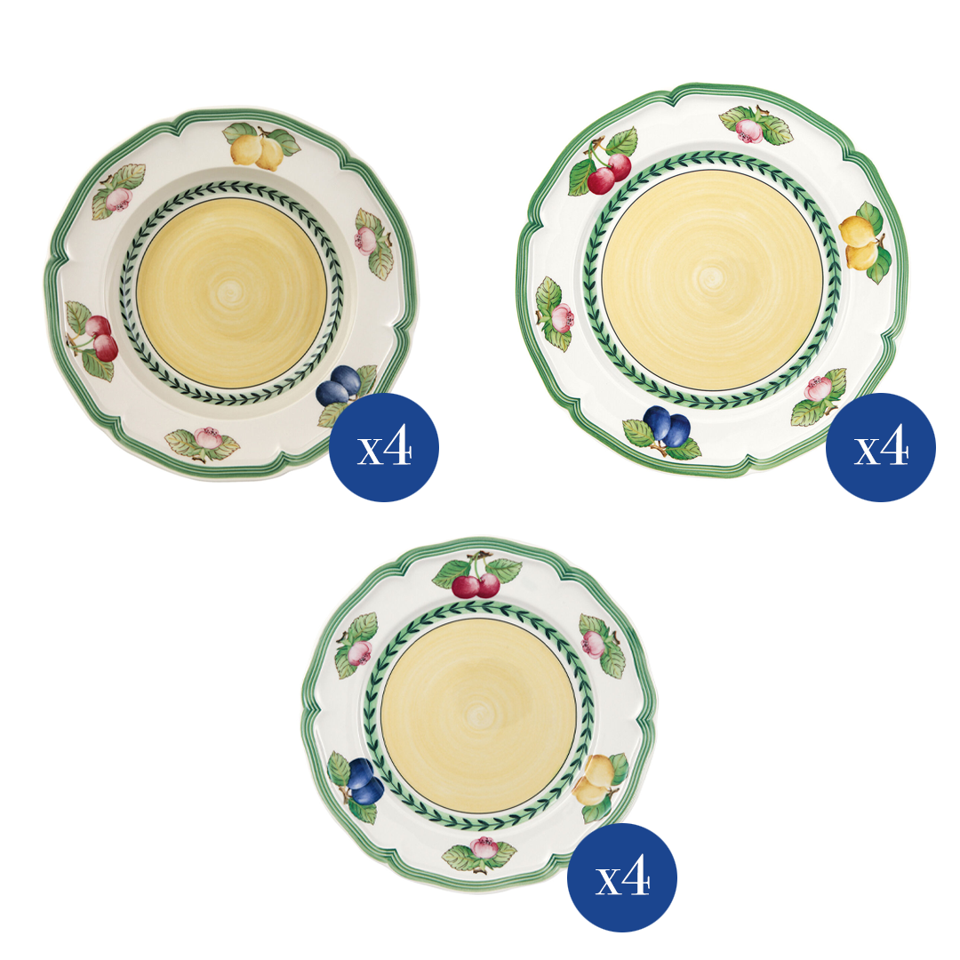 VILLEROY & BOCH - French Garden Set 12 Pezzi Piatti Tavola Piano Fondo Frutta
