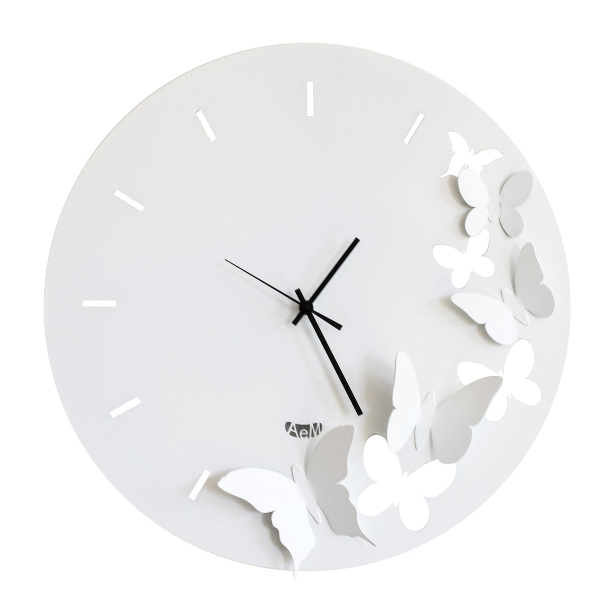 ARTI & MESTIERI Orologio da Parete di Design Butterfly Spring Bianco