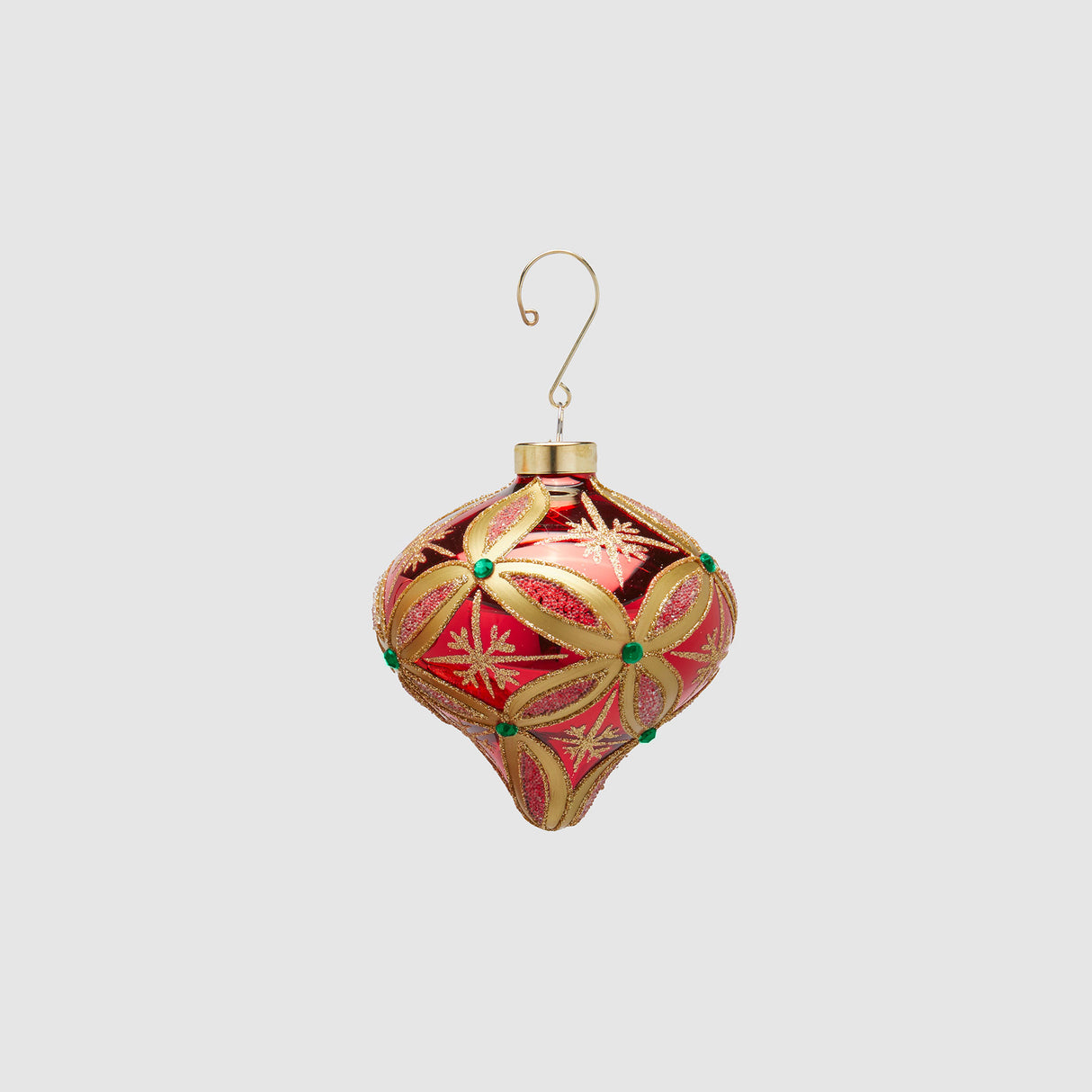 EDG Enzo De Gasperi Addobbo Trottola di Natale Rubini 10cm Rosso Oro Vetro