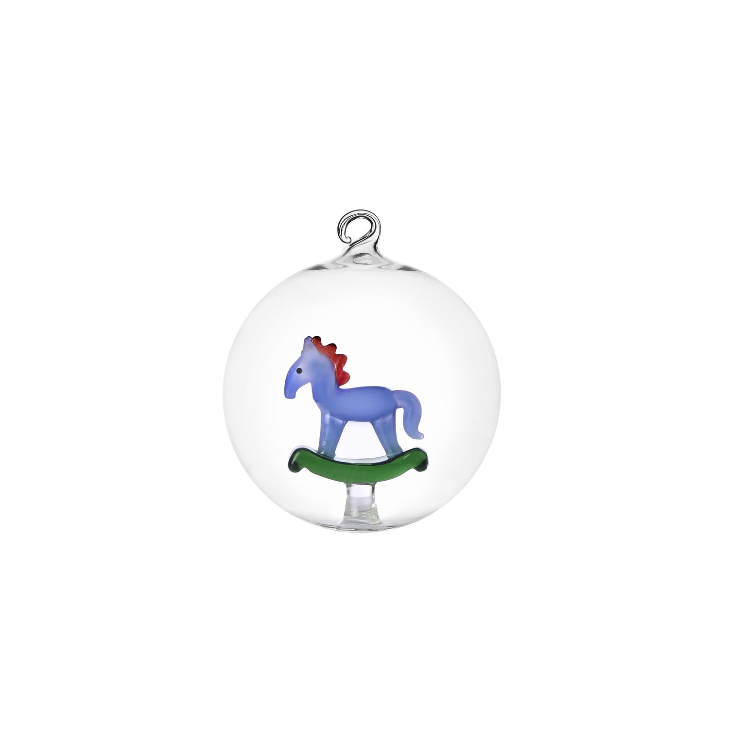 ICHENDORF Schiaccianoci Pallina di Natale Cavallo A Dondolo 8cm Vetro Borosilicato