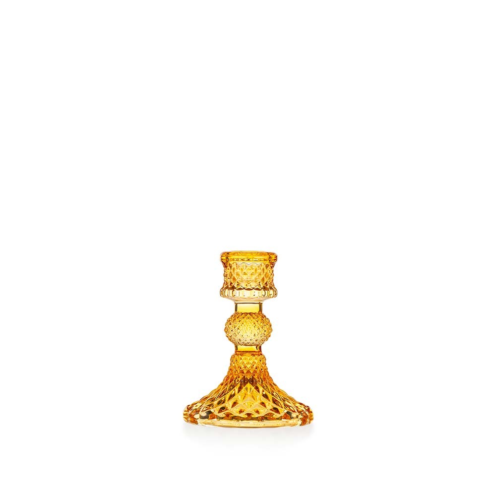 Candeliere Convivium Emò Italia in vetro ambra con decoro 10 cm