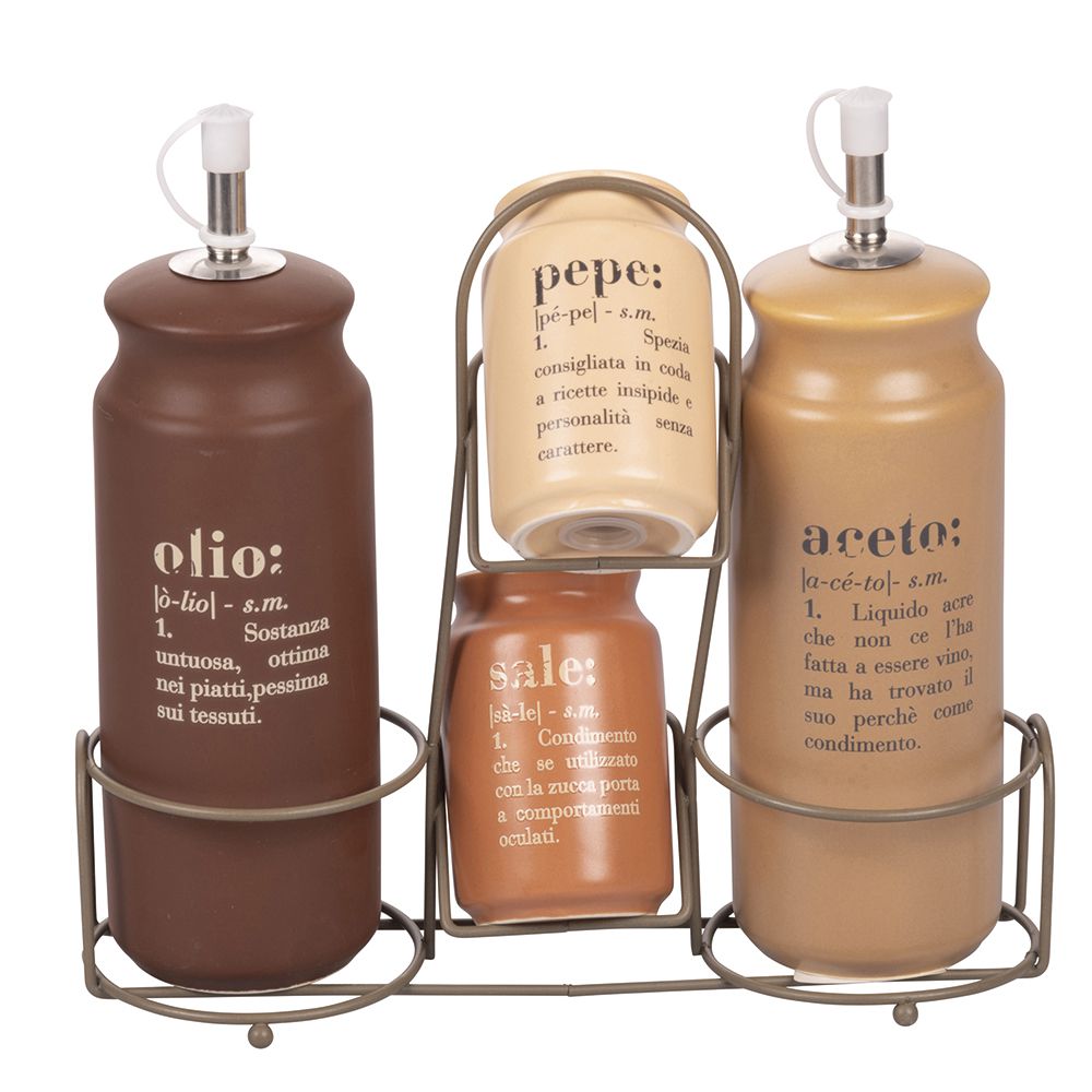 Set oliere Victionary Villa d'Este in gres color cioccolato e metallo