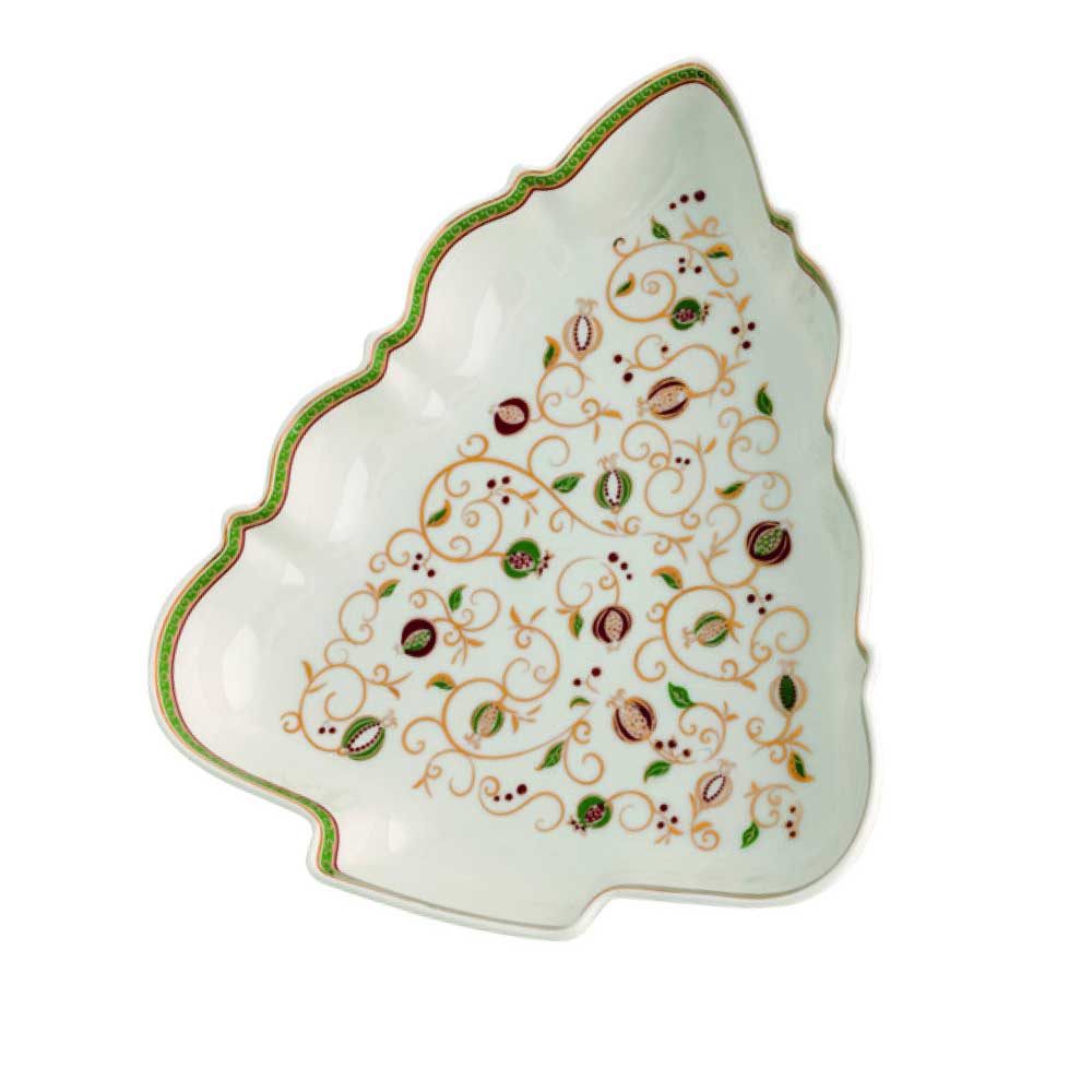 BRANDANI Tempo di Festa Antipastiera Natalizia Oro 26x23cm Porcellana