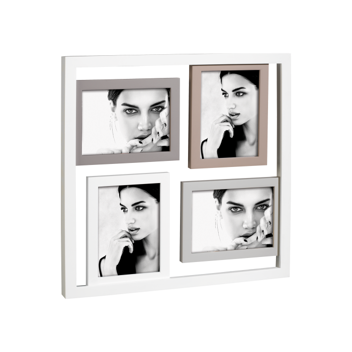 Portafoto multiplo Mascagni Casa in legno naturale 44x44 cm per 4 foto