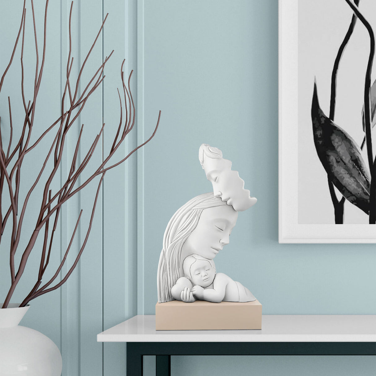 BONGELLI PREZIOSI Scultura Famiglia 21cm Base Nocciola Marmorino